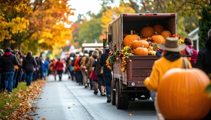 Autumn parade with pumpkins