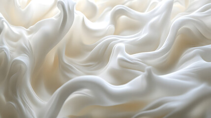 Fototapeta premium Close-up of whipped cream texture against pure white background in artistic food photography