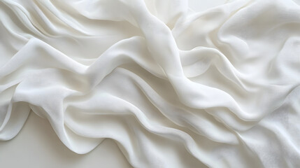 Obraz premium Elegant white fabric flowing studio setting textile photography minimalist aesthetic close-up soft textures