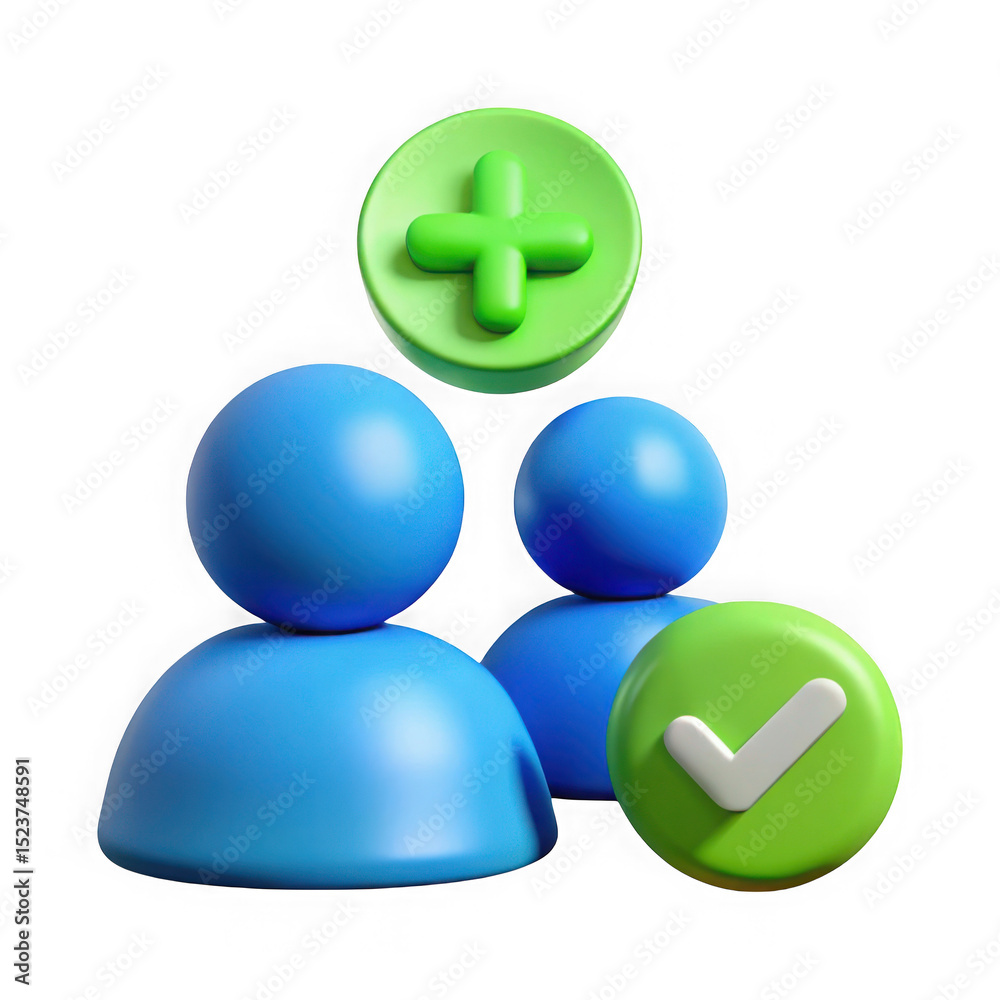 Poster 3d add user icon group realistic 3d render isolated on transparent background