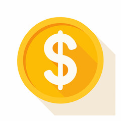 Obraz premium Golden Dollar Icon: A radiant illustration of a golden coin, emblazoned with the iconic dollar sign, evoking themes of wealth and prosperity.