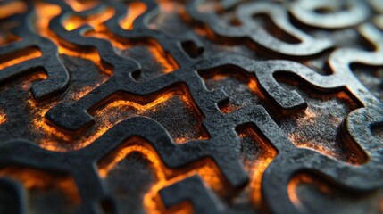 Abstract metallic surface with intricate patterns