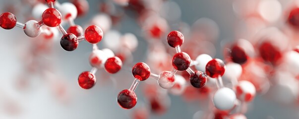 Abstract Molecular Structure with Red and White Color Scheme
