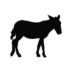 Vector Silhouette Donkey with separate white background