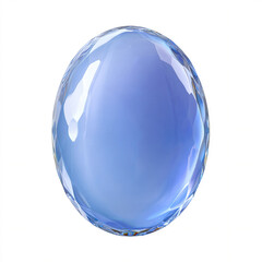 A photorealistic single faceted blue chalcedony gemstone