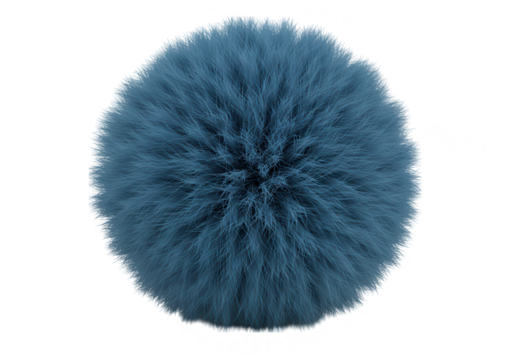 Fluffy blue pompom design element isolated on transparent background