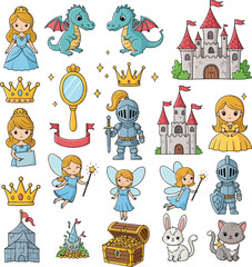 A fun vector illustration set of cartoon characters and animals, perfect for child-friendly icons and art collections