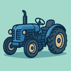 Blue Tractor Cartoon Vector Illustration