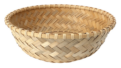 Handwoven bamboo basket with a natural texture on a clean white background, Generated by AI