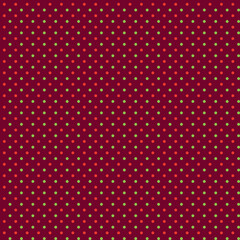 Cute abstract geometric polka dot seamless pattern Green red small polka dots, flat silhouette circles on a dark red, burgundy, crimson background Country simple style