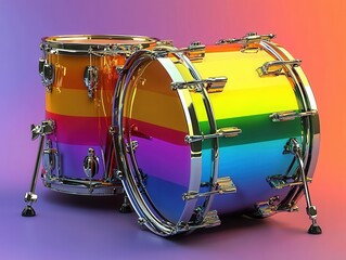 pride month concept. Colorful drum set with a vibrant gradient design.
