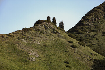 mountain landscape with blue sky and clouds