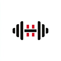 Fototapeta premium Barbell Logo strong barbell logo with bold lines black and red fitness theme powerful and masculine on white background