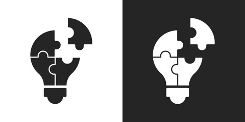 Puzzle, Lightbulb, Problem Solving and Innovation Concept, Ideas and Strategy icon vector design