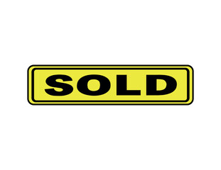 red sold sign, red sign for closing purchases, sale completed, sold