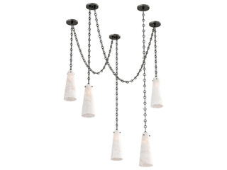 Lucca Alabaster Chandelier 5 , blackened brass with alabaster , Elegant Lighting Fixture Against...