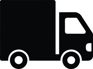 black silhouette of a delivery truck icon logistics