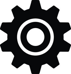 black silhouette of a gear or cogwheel icon settings