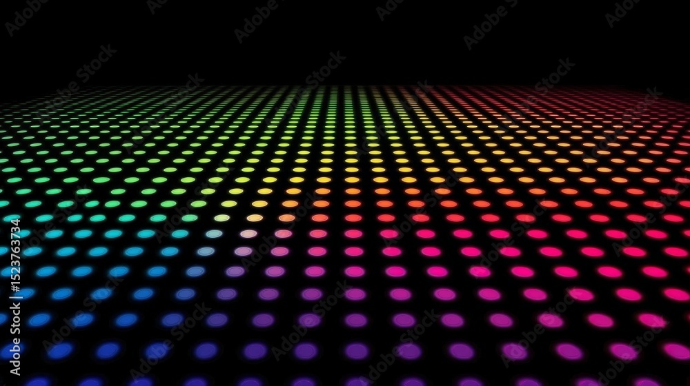 Poster the darkness is filled with dancing colorful blobs, accompanied by an abstract background with a tex