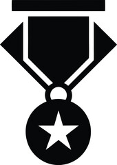 black silhouette of a medal icon award and achievements