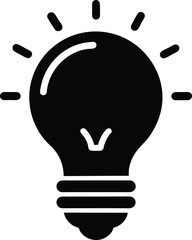 black silhouette of a light bulb icon idea and information