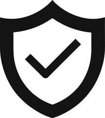black silhouette of a shield with check mark security