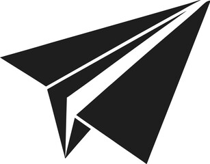 black silhouette of a paper plane icon messaging