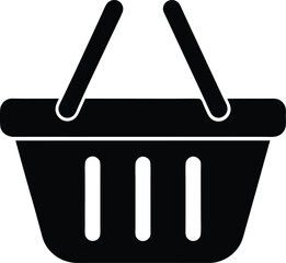 black silhouette of a shopping basket icon retailer