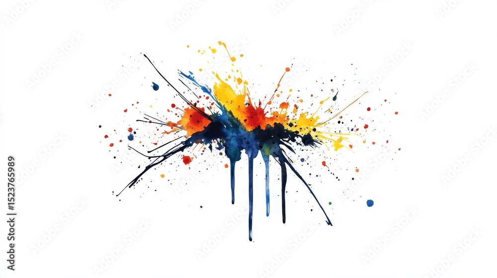 Poster the canvas is adorned with dynamic splatters that create a vibrant abstract background for a header 