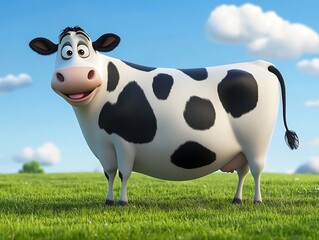 Happy Cow Holstein Milk calf farm animals domestic cattle adult young Cartoon Vector Illustration