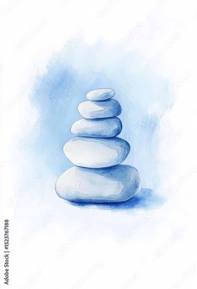 Poster this abstract background design features a balanced and serene azure cairn that evokes the principle