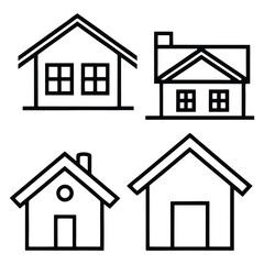 House icons set. Outline set of house vector icons for web design isolated on white background