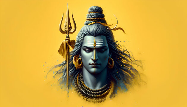 Lord Shiva portrait for festival color design banner background
