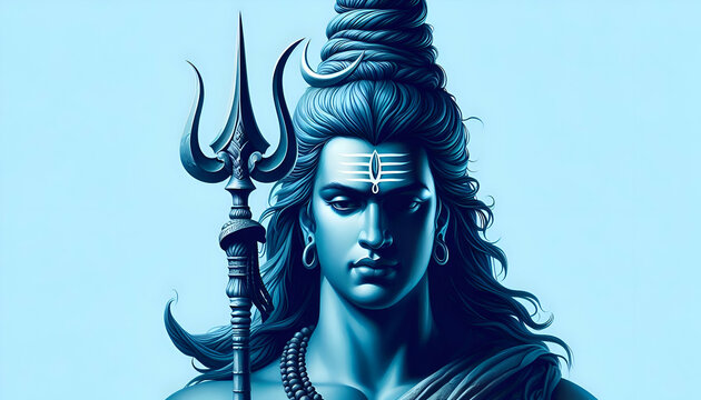 Lord Shiva portrait for festival color design banner background