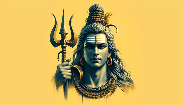 Lord Shiva portrait for festival color design banner background