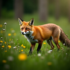 Fototapeta premium Wild red fox vulpes vulpes