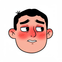 Cartoon man flushed face portrait