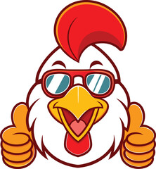 Cool rooster cartoon mascot giving thumbs up