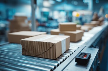 Boxes on conveyor belt