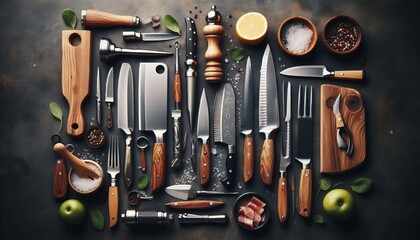 Knives Varieties Knives in various styles including chef paring