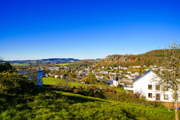 View of the landscape near Gerolstein. Nature near the Vulkaneifel National Park.

