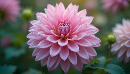Fototapeta premium Mesmerizing process of Pink dahlia flower blooming, Time-Lapse 4K.