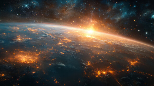 A vivid, ultra-high-definition depiction of outer space captures a lifelike view