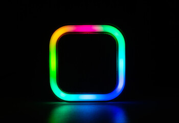 Illuminated Square LED Light on Black Backround