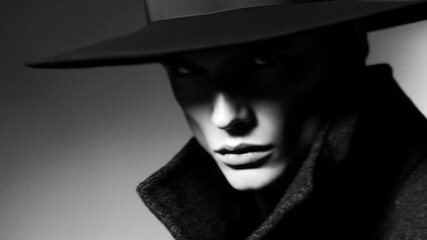 Mysterious figure in shadow wearing hat - Powered by Adobe