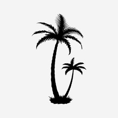 Obraz premium Palm trees black and white silhouette 3d vector illustration.