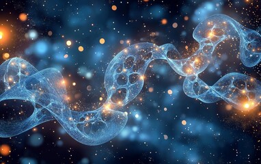 Obraz premium Ethereal Cosmic Waves with Glittering Stars and Nebulae