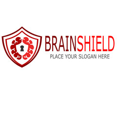 Brain Shield Logo Template Illustration