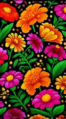 Vibrant floral fiesta: A dazzling display of colorful flowers