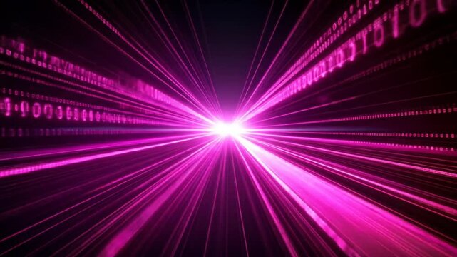 Pink Digital Tunnel With Glowing Binary Code